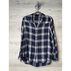 Jane Delancey Shirt Womens Large Plaid Pearl Snap Button Long Sleeve Western